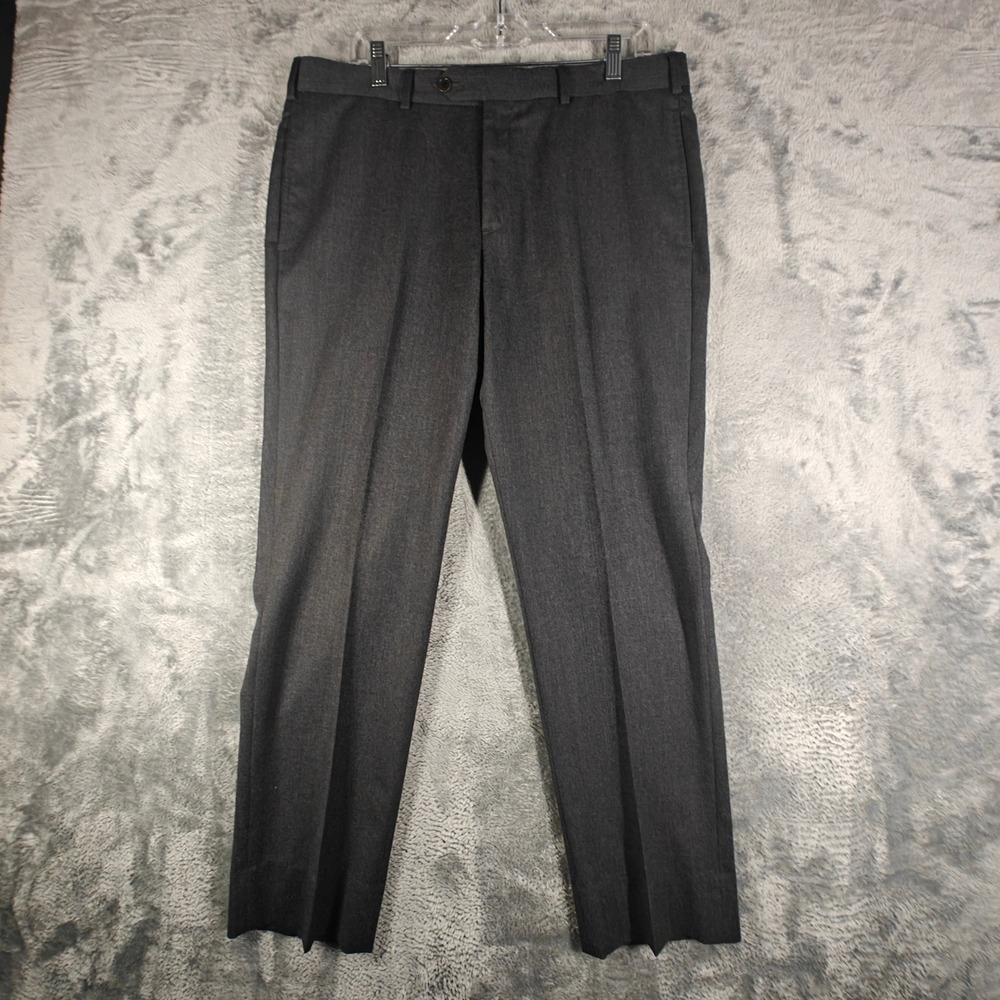 Brooks Brothers Dress Pants Mens 34x29 Charcoal Gray Flat Front Formal Trousers